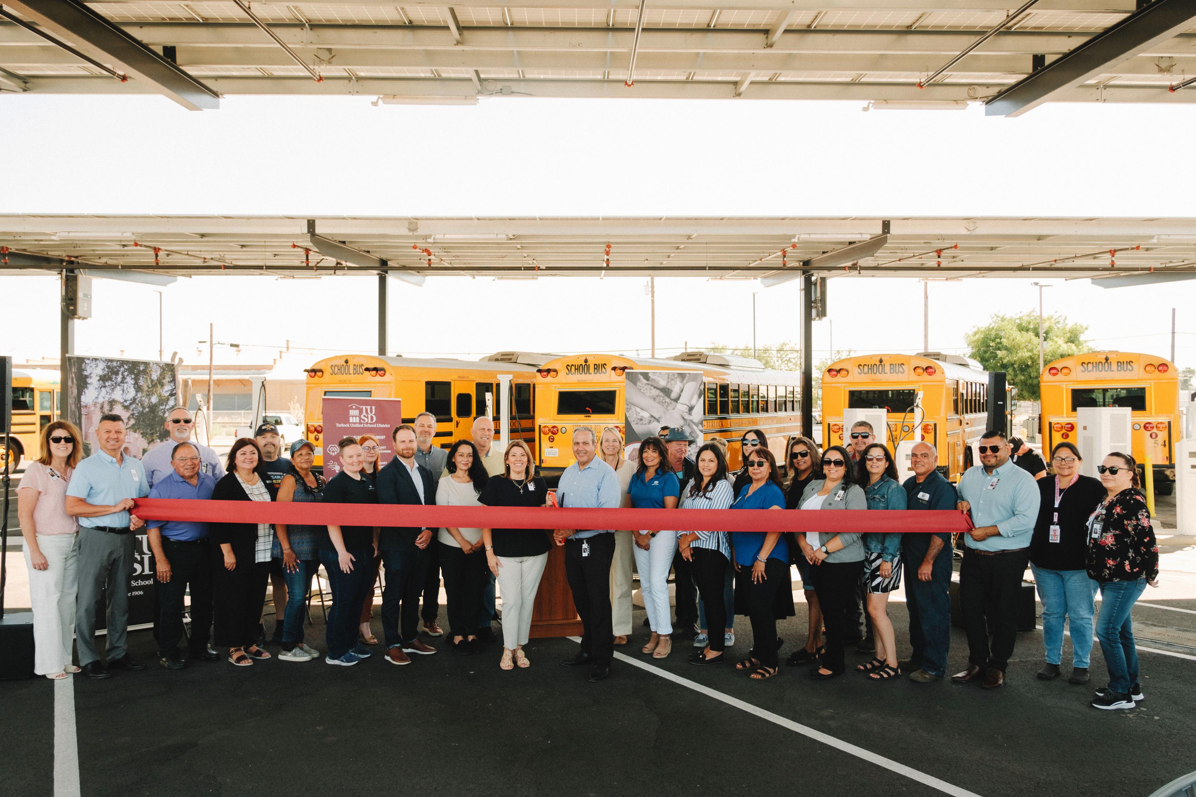 Turlock EV Bus Depot ribbon cutting