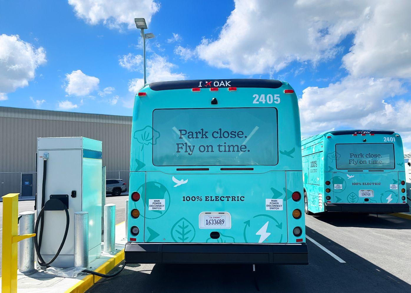 Oakland Airport shuttle bus charging