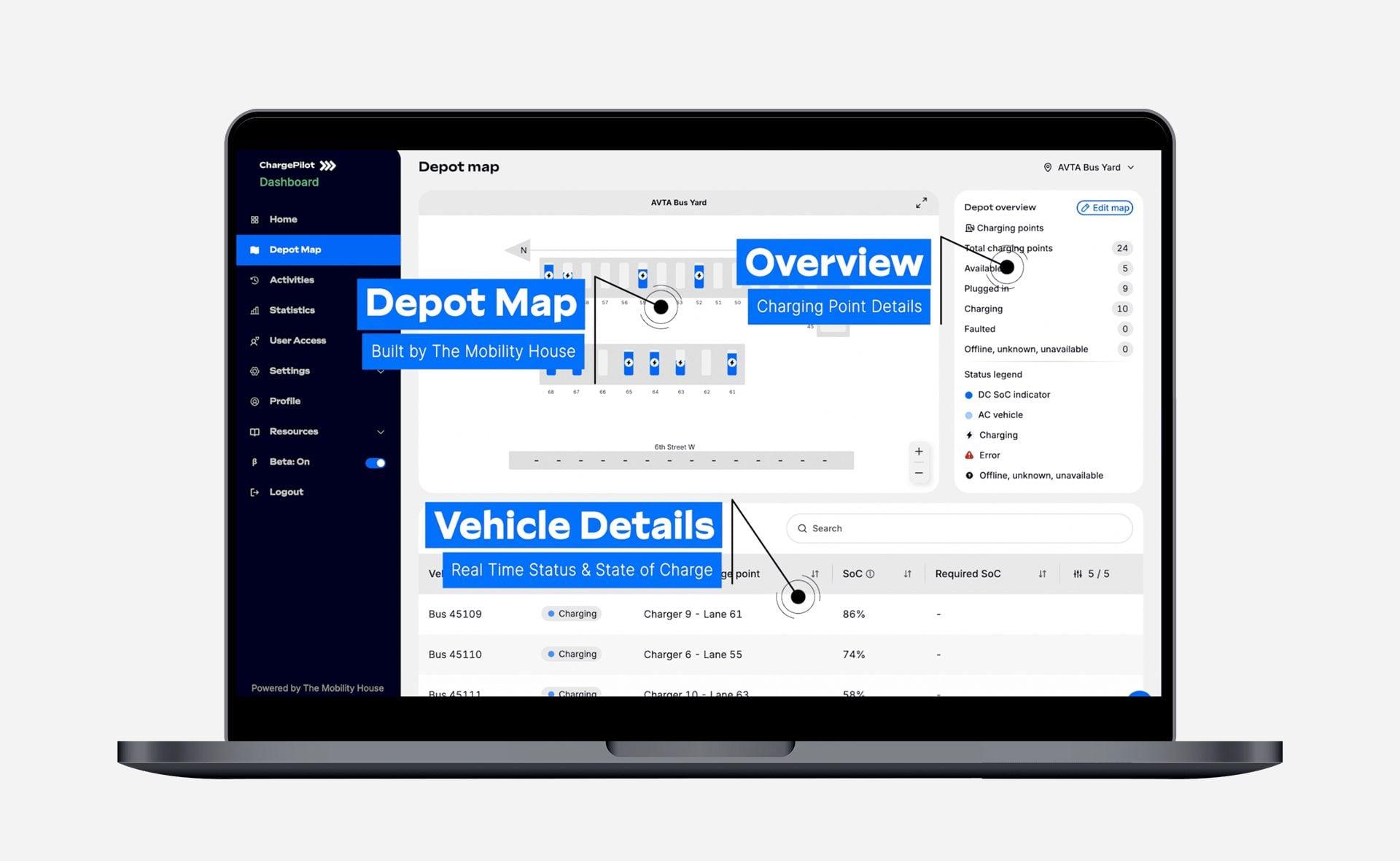 TMH ChargePilot Depot Map Dashboard