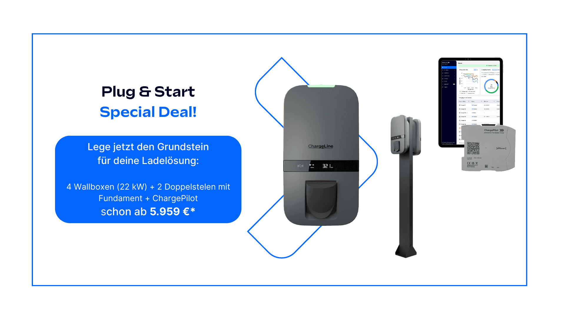 Special Deal: Wallboxen ChargeLine mit Stelen und ChargePilot