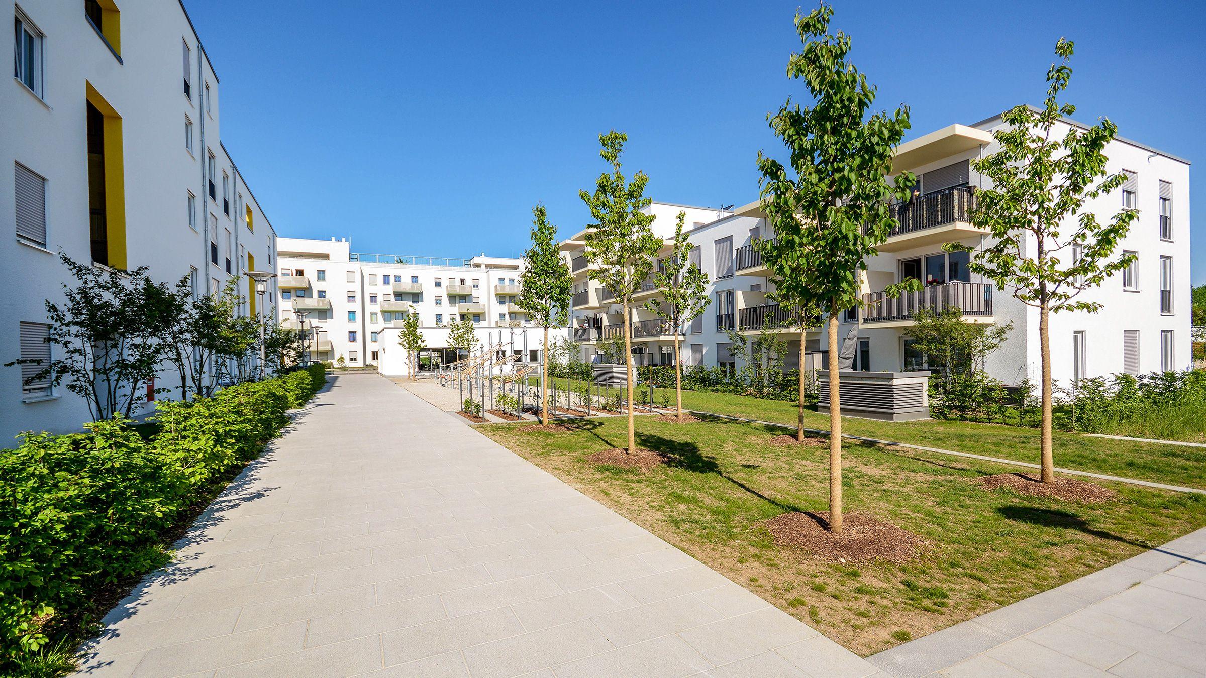 Wohnblock Innenhof mit mehreren Häusern