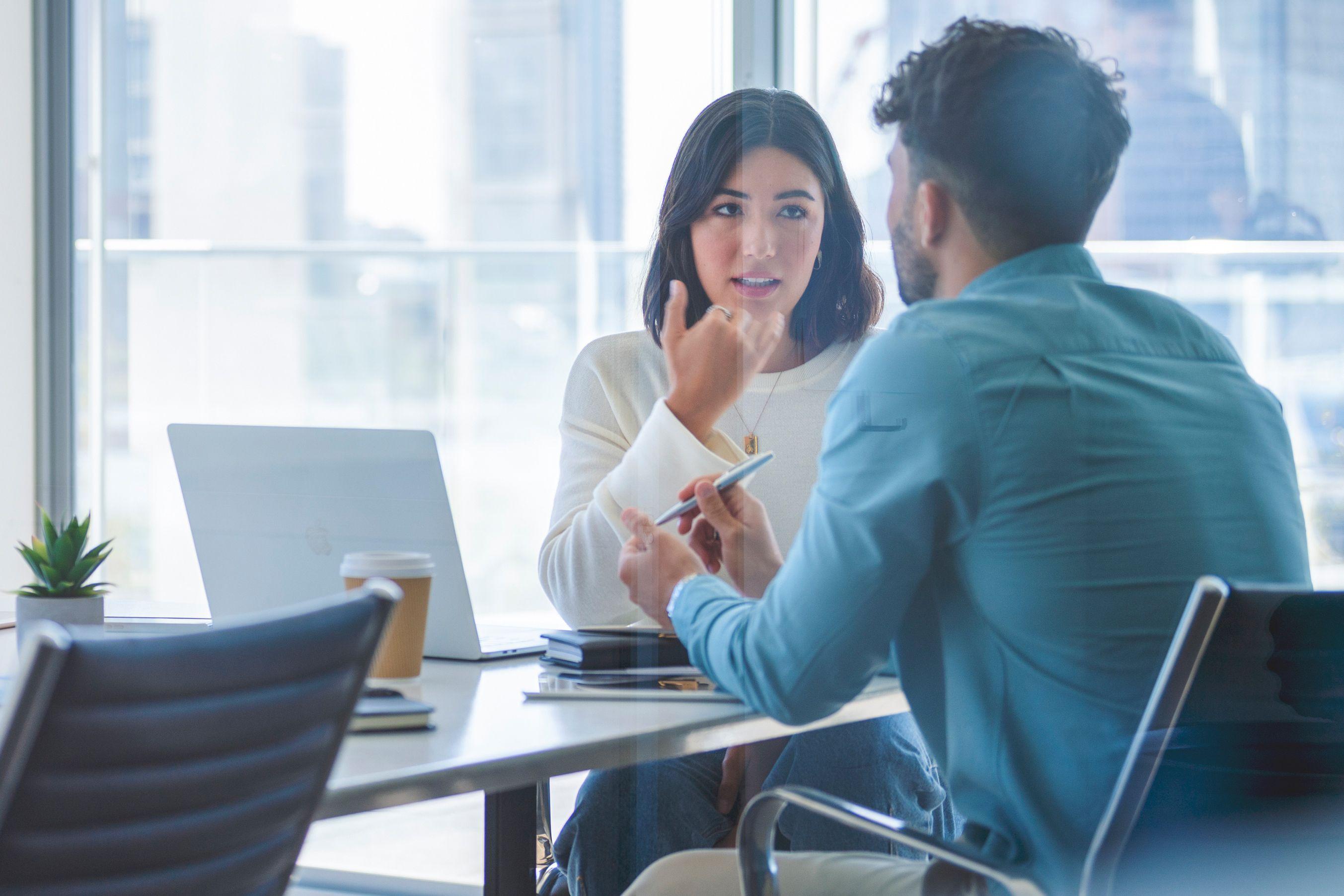 Business woman consulting client in modern office