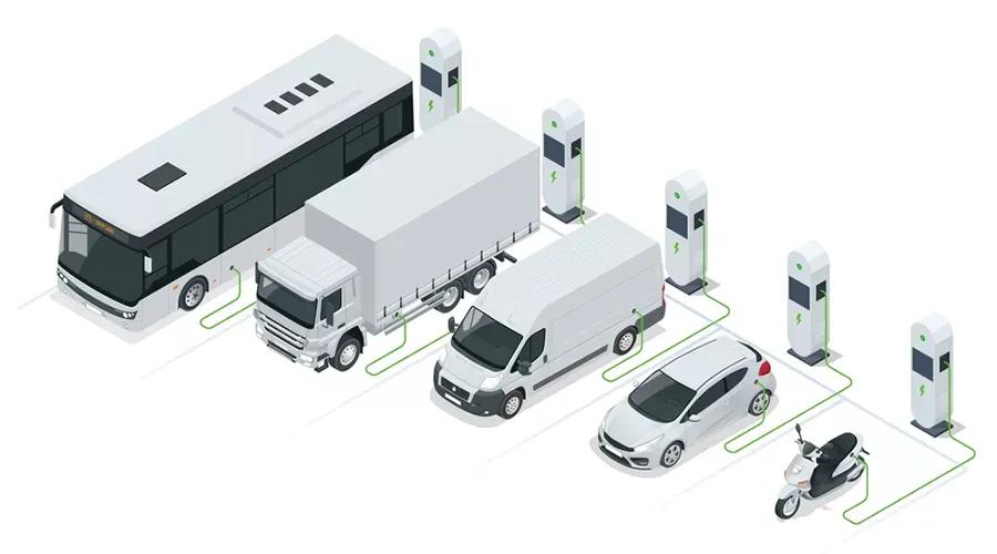 Verschiedene elektrische Fahrzeuge laden