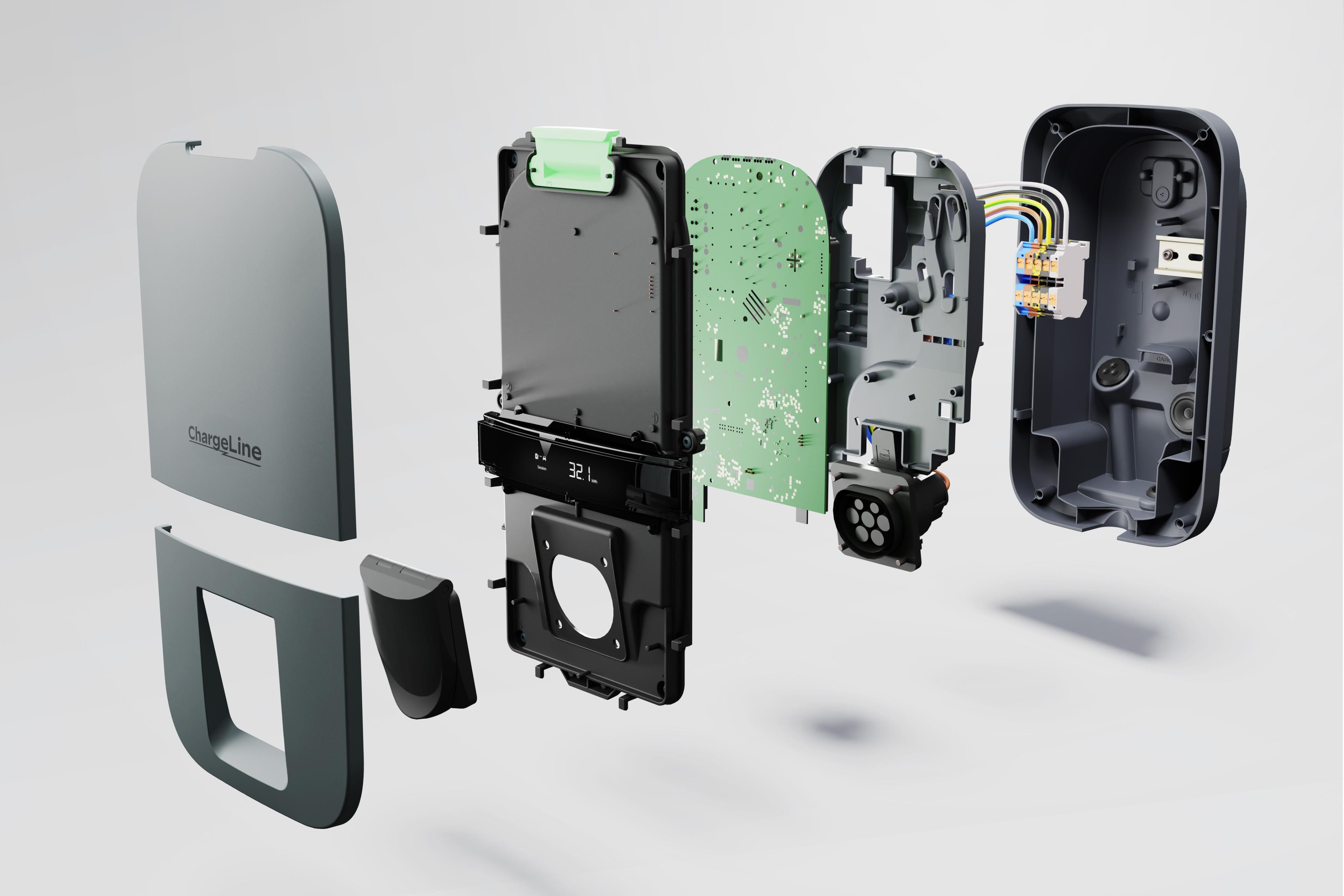 Ansicht Chargeline Wallbox einzelteile