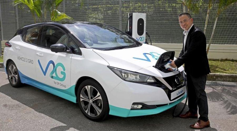 Electric car is charged