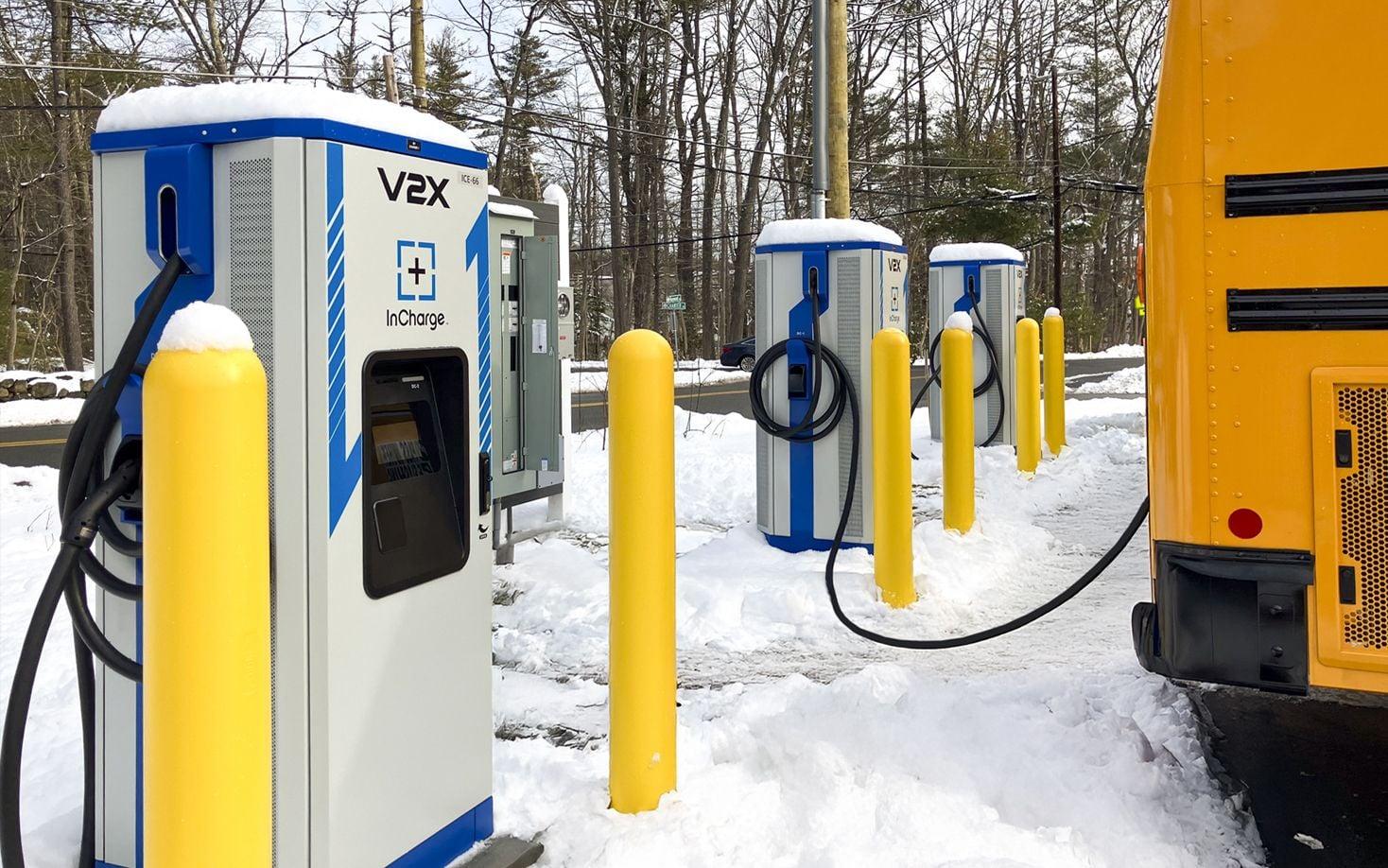 ChargePilot preconditioning electric school buses in cold snow