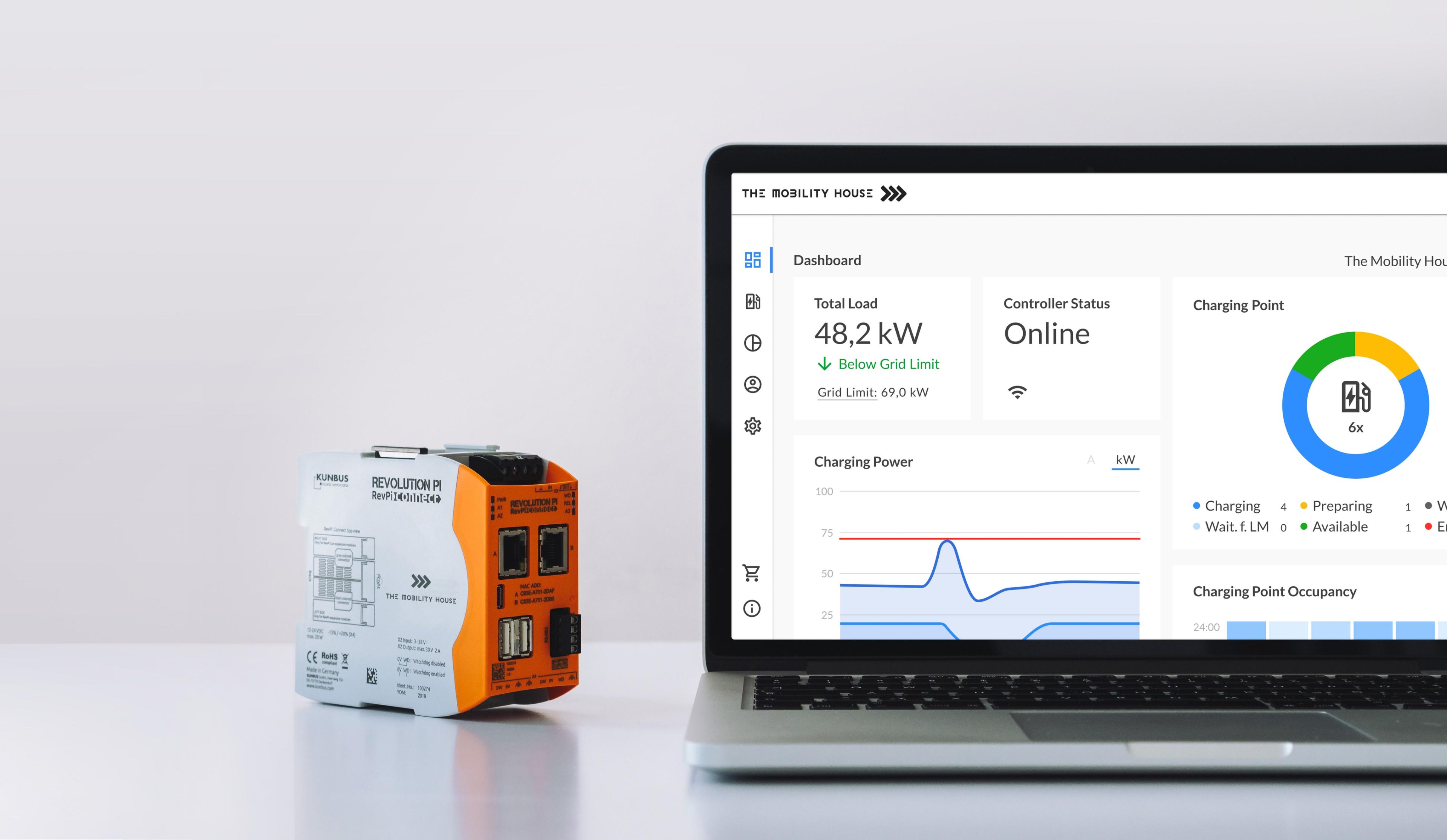 ChargePilot dashboard and controller on a laptop