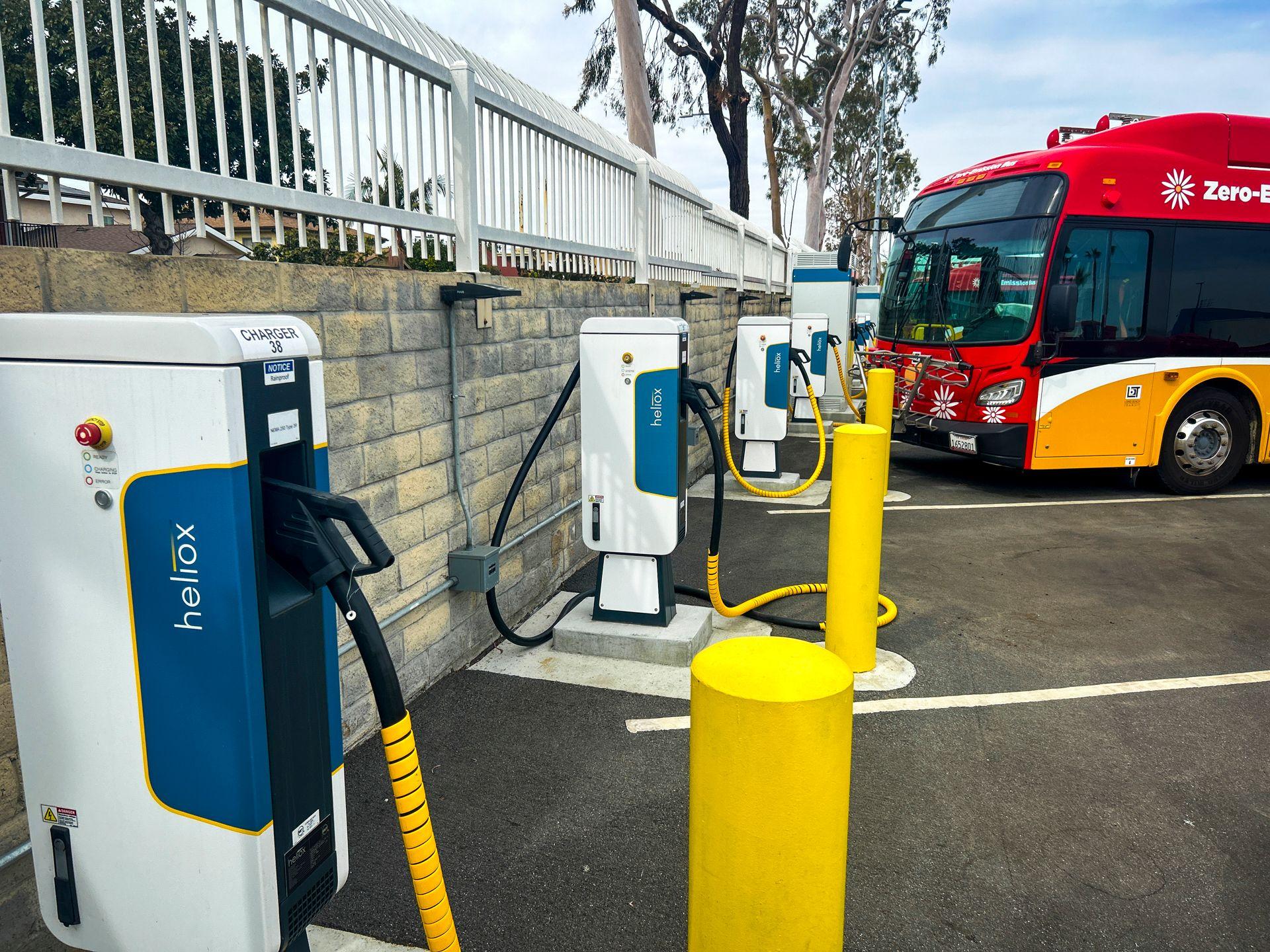 Bus charging stations at Long Beach Transit