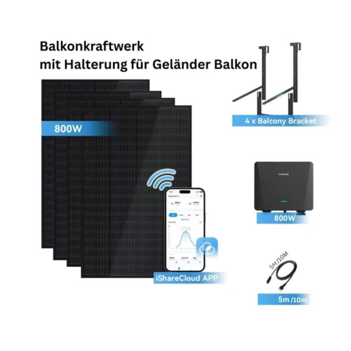 The Mobility House I Entratek Sunshare-Ray Balkonkraftwerk für Balkon/Geländer