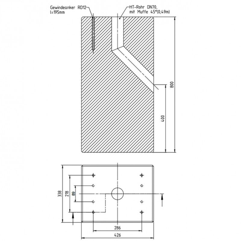 Betonfundament für ABL Ladesäule eMC2/eMC3